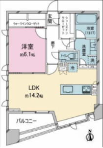 千代田区九段南セントラルレジデンス番町シティタワー7180万円の間取り図