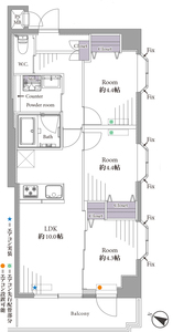 荒川区西日暮里ライオンズマンション西日暮里第2の間取り図