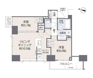 台東区池之端シティタワー上野池之端7150万円の間取り図