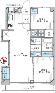 目黒区青葉台青葉台フラワーマンション4780万円の間取り図