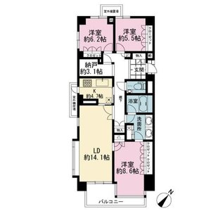 練馬区石神井町グランドメゾン石神井公園の間取り図