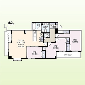 中野区本町朝日マンション新中野7980万円の間取り図