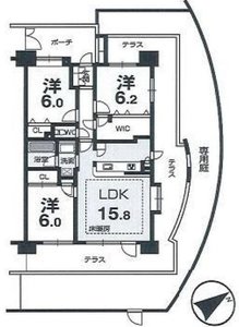 大田区西六郷クレストフォルム東京リバーコースト4398万円の間取り図