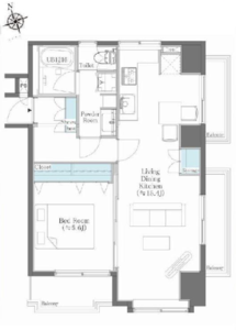 新宿区新宿YKB御苑5490万円の間取り図