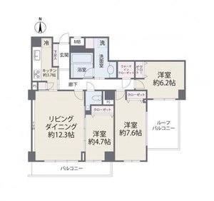 世田谷区三軒茶屋三軒茶屋シティハウス9280万円の間取り図