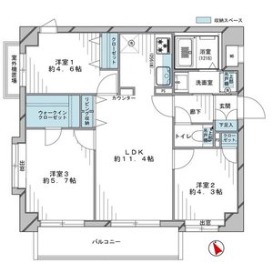 世田谷区玉堤パルミナード尾山台壱番館4298万円の間取り図