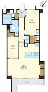 渋谷区広尾マンション広尾台7380万円の間取り図