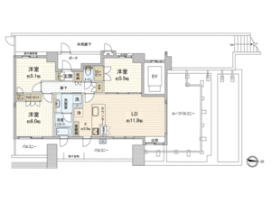荒川区東日暮里ドメス日暮里の間取り図