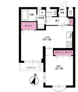 新宿区荒木町キャッスルマンション荒木町の間取り図
