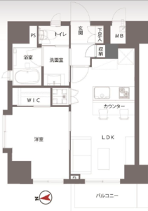 台東区三ノ輪朝日シティパリオ三ノ輪の間取り図