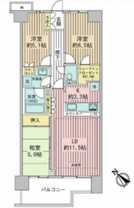 江東区枝川ザサウスキャナルレジデンスの間取り図