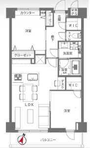渋谷区幡ヶ谷ライオンズヴィアーレ幡ヶ谷4980万円の間取り図