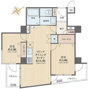 港区西麻布日興ロイヤルパレス西麻布の間取り図