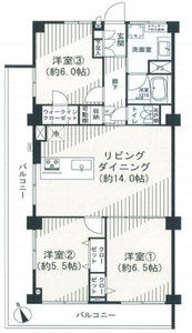 豊島区長崎椎名町マンション3490万円の間取り図