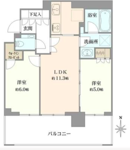 中野区中野ザパークハウス中野タワー8980万円の間取り図