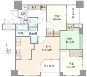 中野区中野ルイシャトレ中野4880万円の間取り図