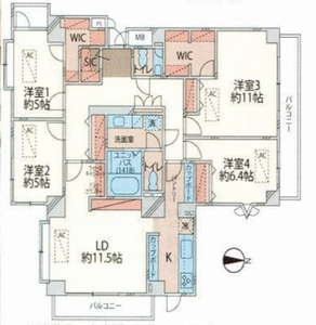 新宿区中落合パークコート中落合7990万円の間取り図