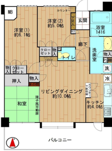 新宿区上落合サンクタスデュオ下落合コートAの間取り図