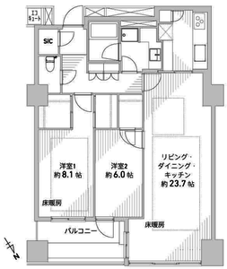 渋谷区神宮前パークコート神宮前の間取り図