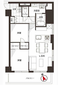 中野区中央塔の山ハイツの間取り図