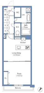 港区六本木パレステュディオ六本木イースト2の間取り図