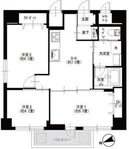 台東区西浅草カーサ田原町の間取り図