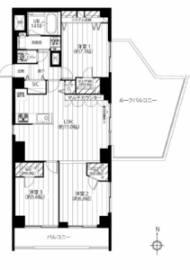 新宿区原町牛込ハイマンションの間取り図