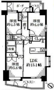 新宿区西早稲田グランシティ早稲田5180万円の間取り図