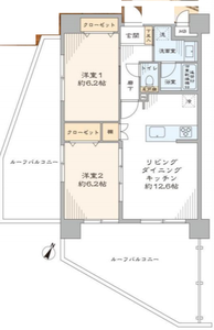新宿区山吹町藤和シティホームズ神楽坂5980万円の間取り図