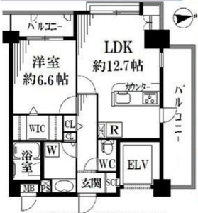 新宿区赤城下町グランシャリオ神楽坂の間取り図