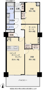 新宿区市谷薬王寺町牛込台マンション4980万円の間取り図