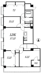 新宿区中落合高田マンション3980万円の間取り図