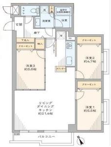 文京区千駄木朝日動坂マンション6997万円の間取り図