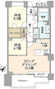 渋谷区東藤和渋谷常磐松ホームズ7480万円の間取り図