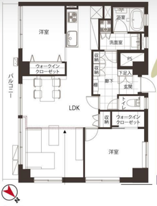 港区高輪マンション高輪苑6280万円の間取り図