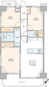 墨田区向島コスモ向島グランコート4090万円の間取り図