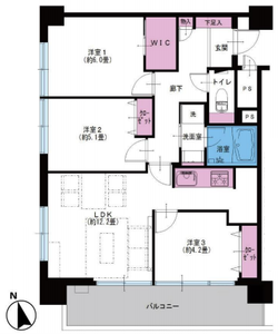 新宿区下落合落合マンション4390万円の間取り図