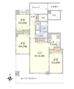 江東区亀戸コスモ亀戸アネックス4480万円の間取り図