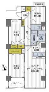 江東区亀戸コスモ亀戸アネックス3780万円の間取り図