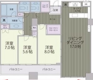 江東区有明オリゾンマーレ7280万円の間取り図