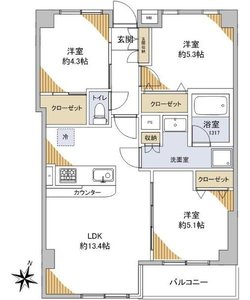 台東区上野桜木上野の森リリエンハイム5499万円の間取り図