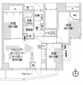 江東区東陽ライオンズシティ東陽町親水公園4990万円の間取り図