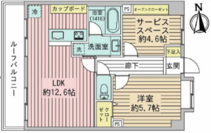 台東区西浅草ライオンズシティ浅草4380万円の間取り図
