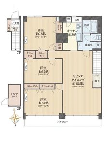 新宿区弁天町クレセントマンション6580万円の間取り図