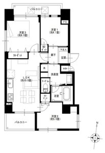 墨田区江東橋シティポート錦糸町2の間取り図